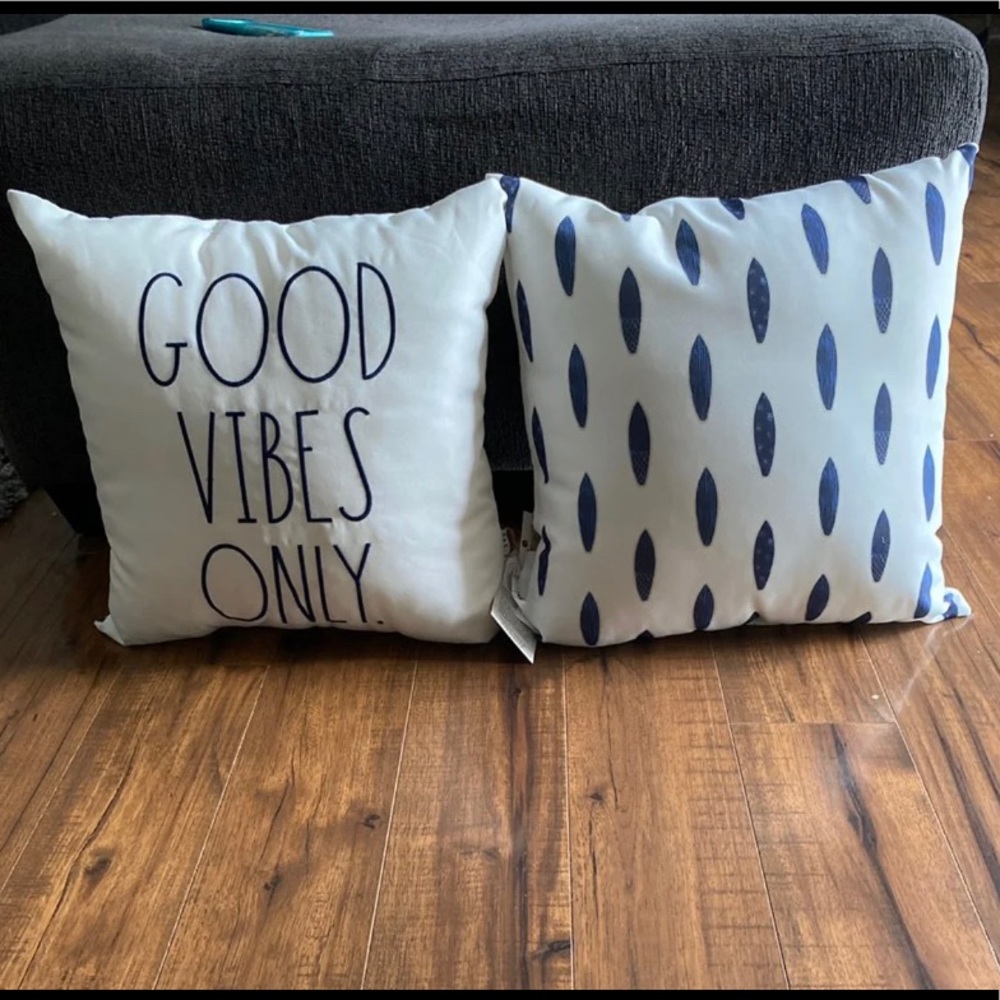 Rae Dunn good vibes only double sided pillow